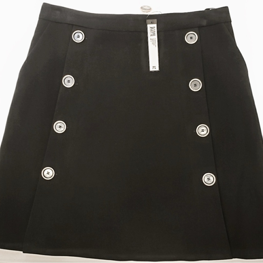 CATHERINE MALANDRINO Black A-Line Mini Skirt with Pockets--NWT--12 - Picture 7 of 14